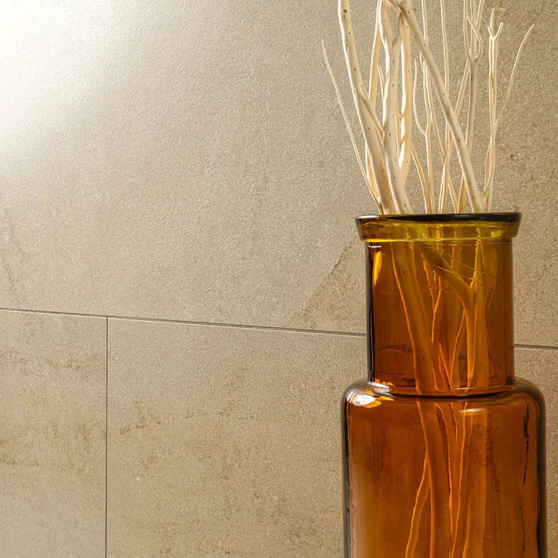 Chateau Luna Sable Lappato Limestone Look Porcelain Mosaics 2x2 close up