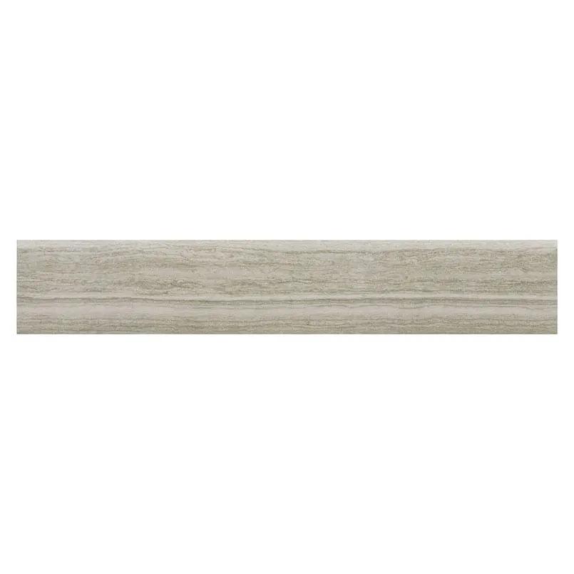 Essentials Charisma Silver Matte Bullnose Limestone Look Ceramic Moldings 3x18 close up