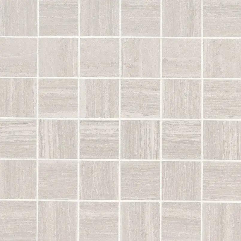 Essentials Charisma White Matte Limestone Look Ceramic Mosaics 2x2 close up