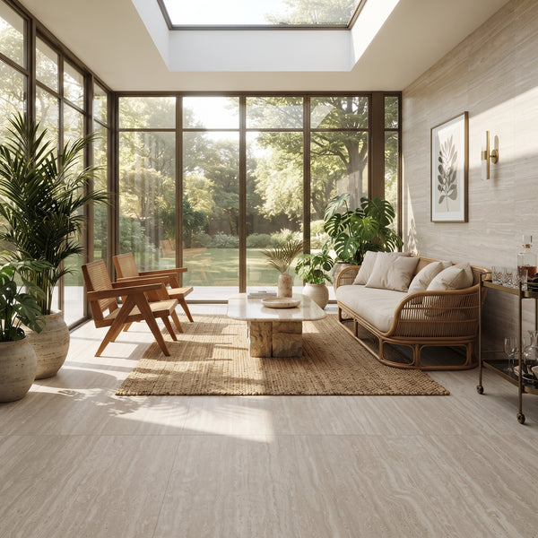 Cordova Lablanca Matte Travertine Look Porcelain Tiles 24x48, photo 2 of 7