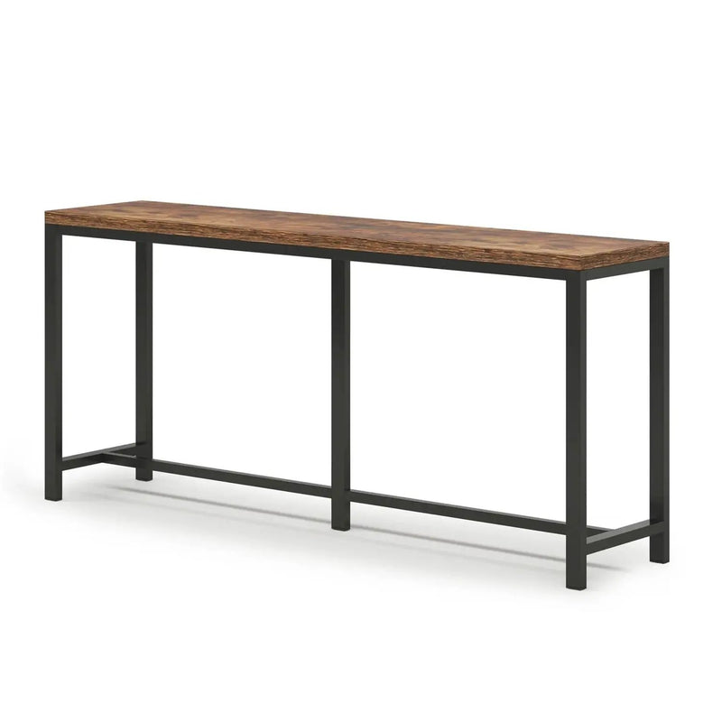 70-inch Long Narrow Hallway Sofa Table with Wood Top and Black Metal Frame by HomePacific