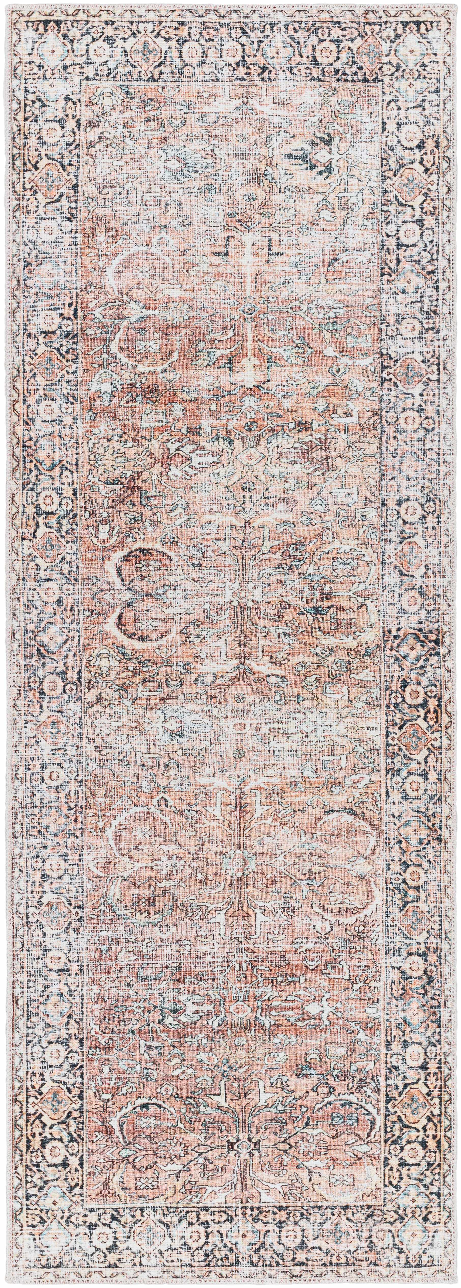 Peach Noda Vintage Washable Area Rug - Clearance by Boutique Rugs