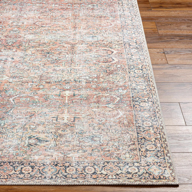 Peach Noda Vintage Washable Area Rug - Clearance by Boutique Rugs