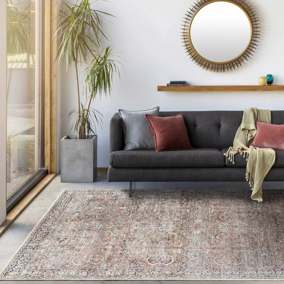 Peach Noda Vintage Washable Area Rug - Clearance, installed in a room 4