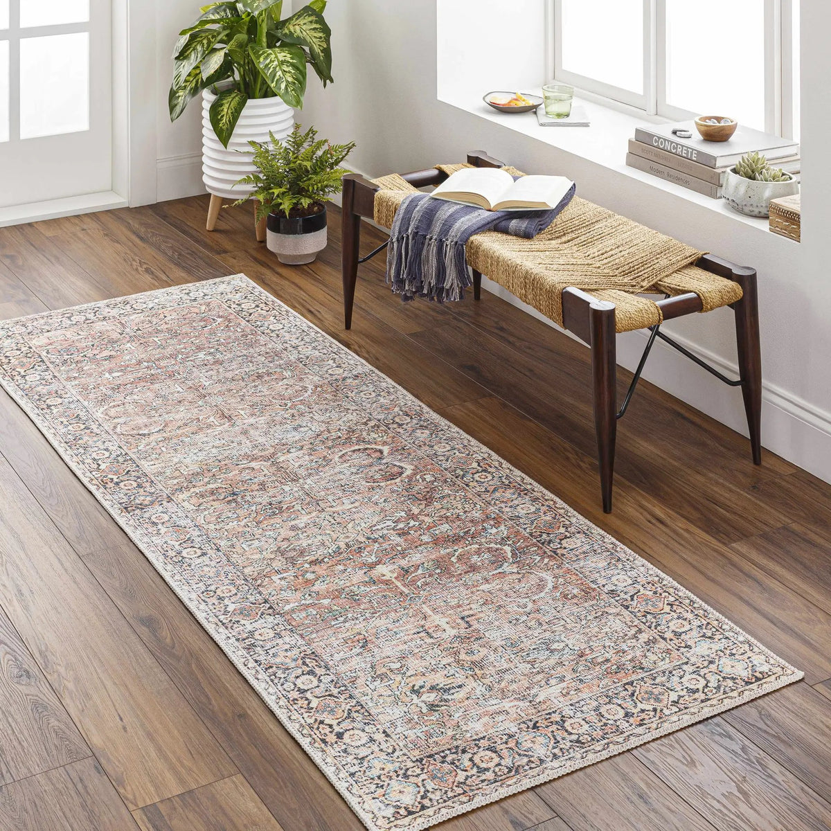 Peach Noda Vintage Washable Area Rug - Clearance, installed in a room 3