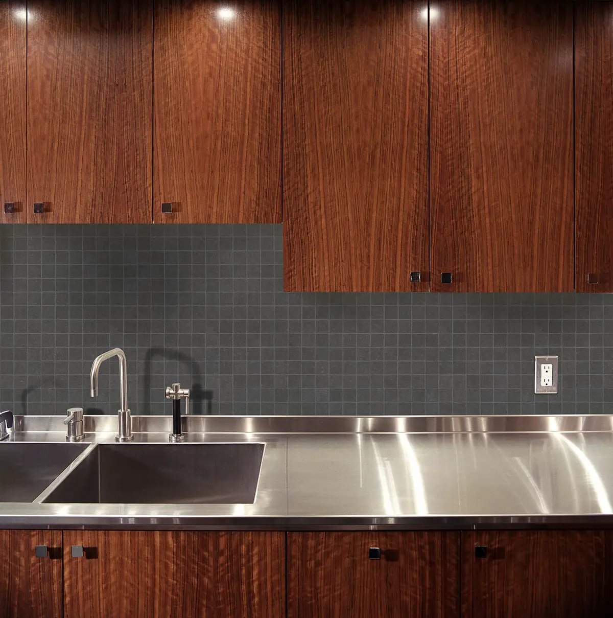Dimensions Graphite Matte Porcelain Tiles 24x48 in a finished room
