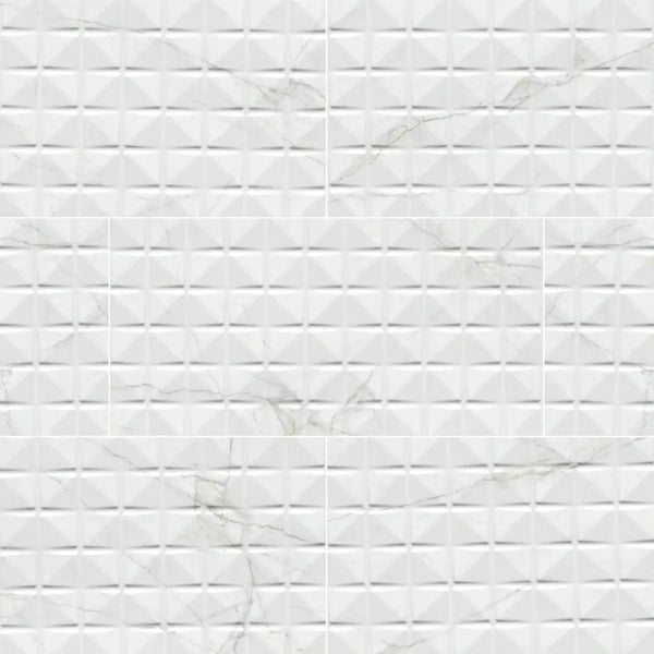Dymo Calacatta White 12x24 Glossy Ceramic Tiles