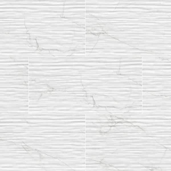 Dymo Calacatta White 12x24 Glossy Ceramic Tiles 2