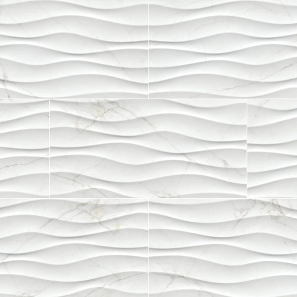 Dymo Calacatta White 12x24 Glossy Ceramic Tiles 3