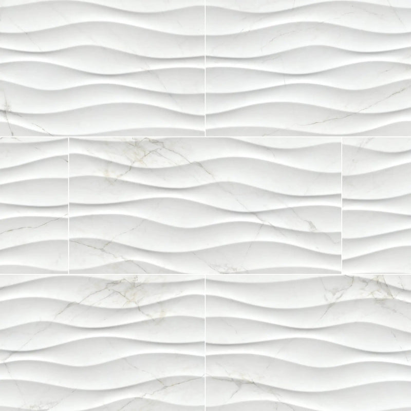 Dymo Calacatta White 12x24 Glossy Ceramic Tiles 3 by MSI Surfaces