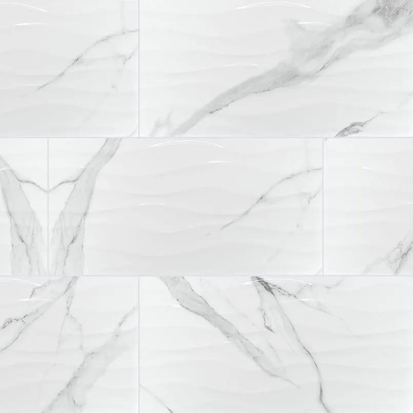 Dymo Stripe White 12x24 Glossy Ceramic Tiles 3 close up