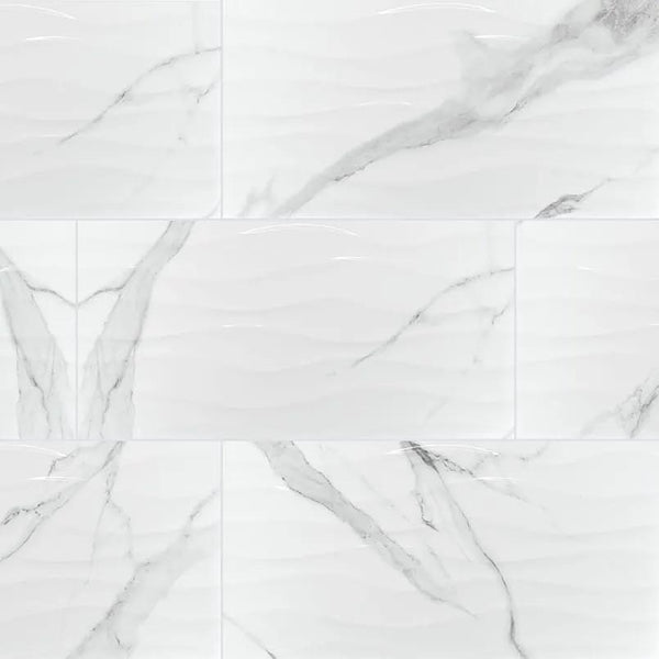 Dymo Stripe White 12x24 Glossy Ceramic Tiles 3