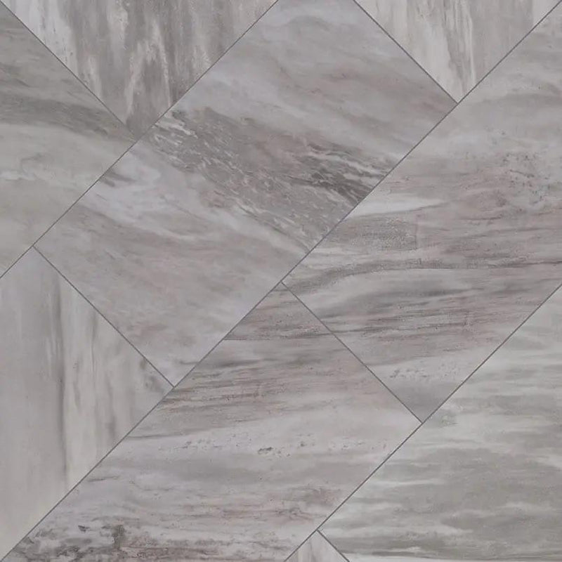 Eden Bardiglio Matte Marble Look Porcelain Tiles 24x24 angled view