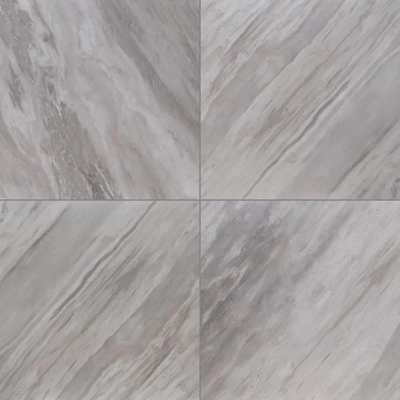 Eden Bardiglio Polished Marble Look Porcelain Tiles 24x24 close up