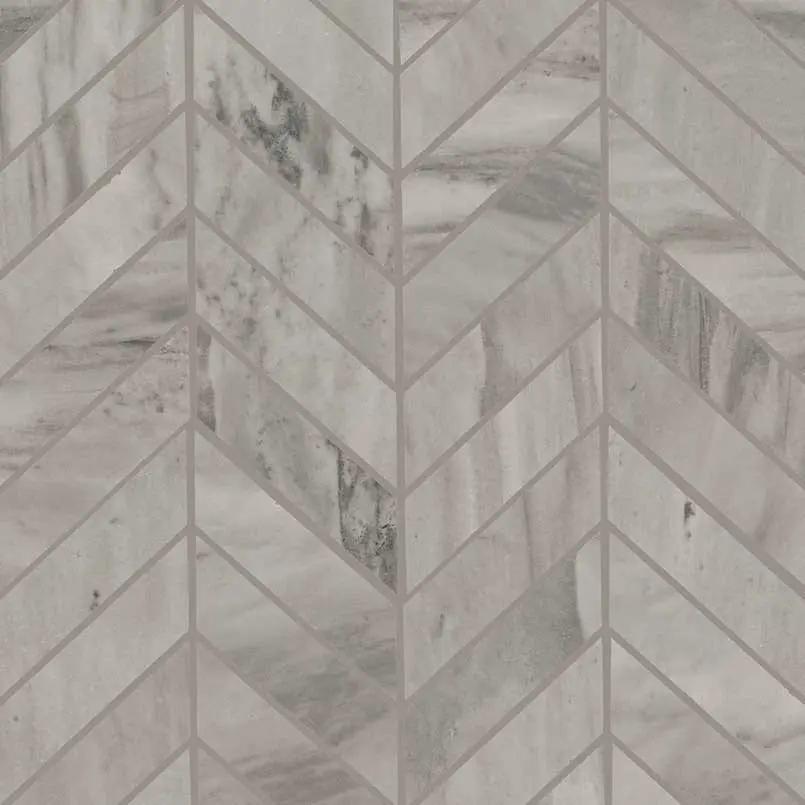 Eden Bardiglio Matte Chevron Marble Look Porcelain Mosaics 12x15 close up