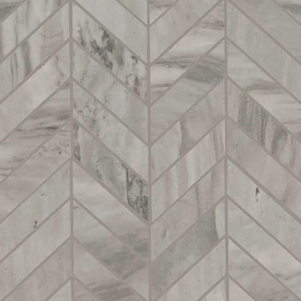 Eden Bardiglio Matte Chevron Marble Look Porcelain Mosaics 12x15