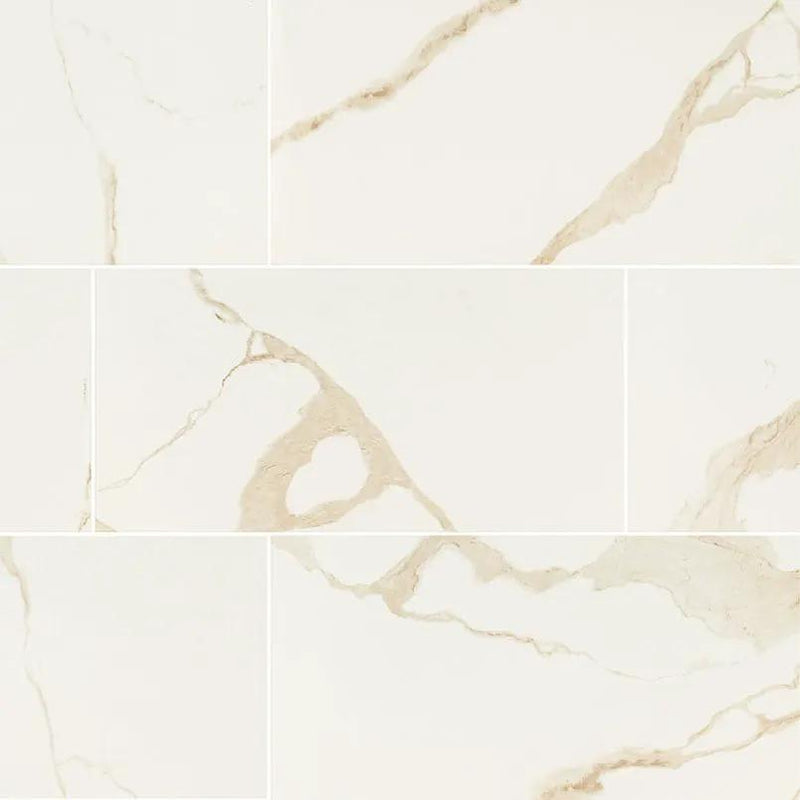 Eden Calacatta Matte Marble Look Porcelain Tiles 12x24 by MSI Surfaces