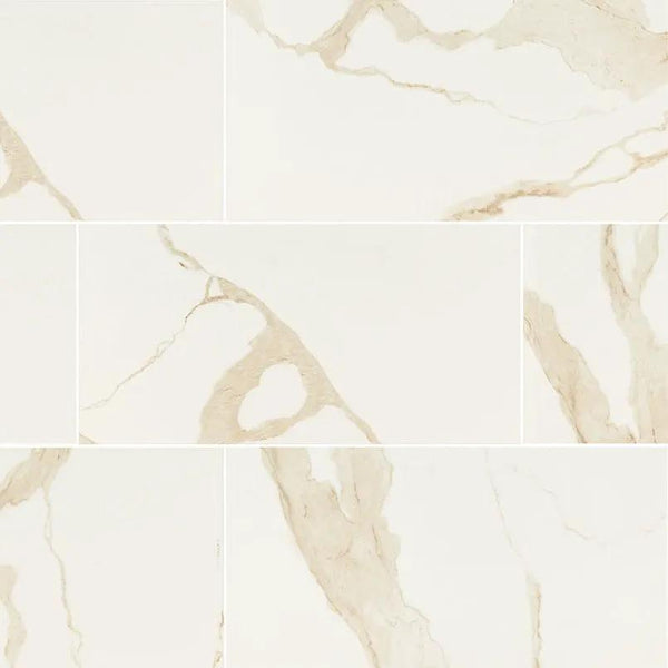Eden Calacatta Polished Marble Look Porcelain Tiles 12x24