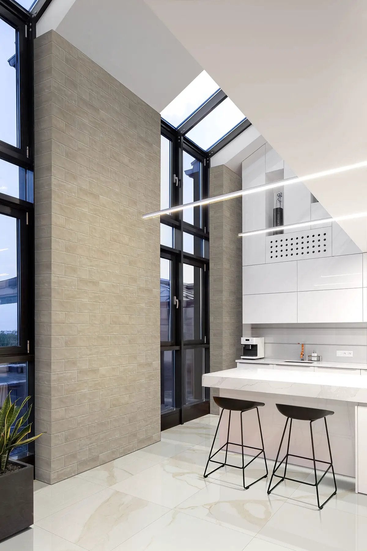 Eden Calacatta Polished Marble Look Porcelain Tiles 32x32 in a finished room