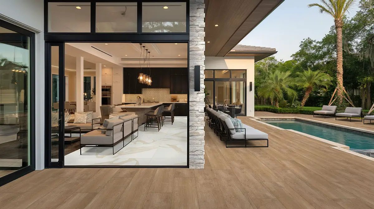 Eden Calacatta Matte Chevron Marble Look Porcelain Mosaics 12x15 in a finished room
