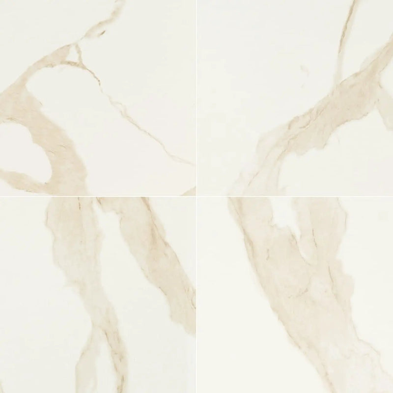 Eden Calacatta Matte Marble Look Porcelain Tiles 24x24 close up