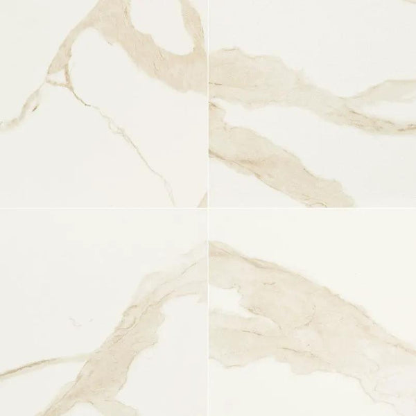 Eden Calacatta Polished Marble Look Porcelain Tiles 24x24