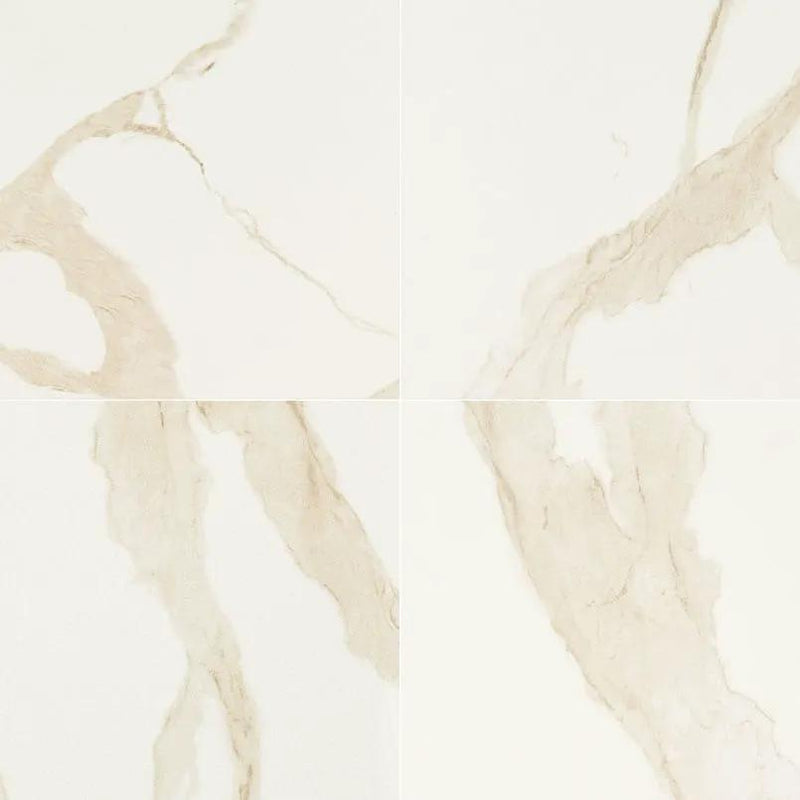 Eden Calacatta Polished Marble Look Porcelain Tiles 32x32 close up