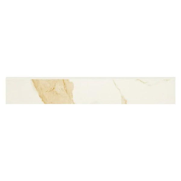 Eden Calacatta Polished Bullnose Marble Look Porcelain Moldings 4x24