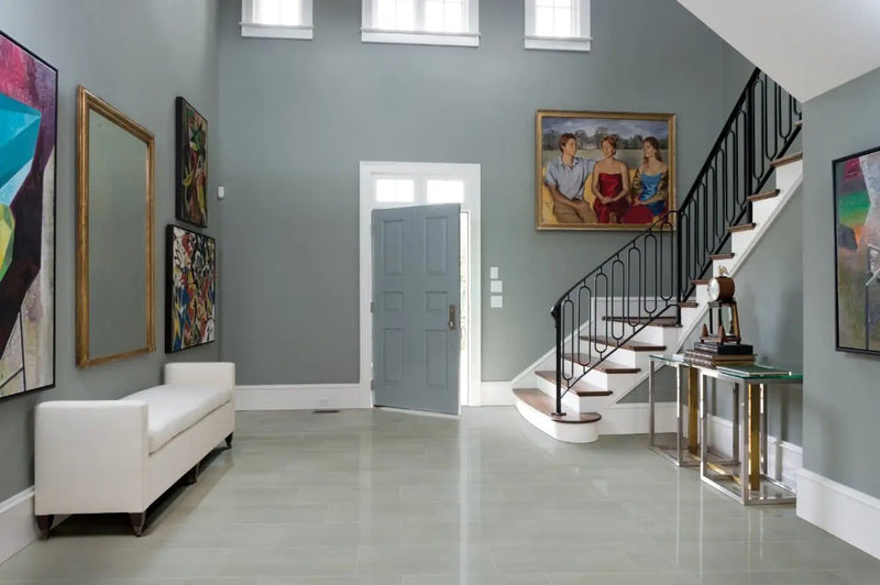 Eden Dolomite Matte Marble Look Porcelain Mosaics 3x3 in a finished room