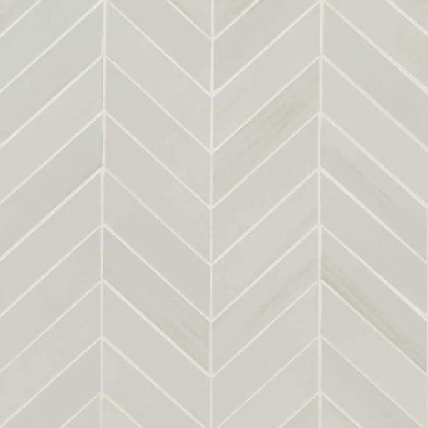 Eden Dolomite Matte Chevron Marble Look Porcelain Mosaics 12x15