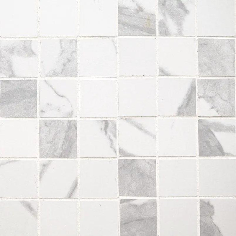 Eden Statuary Matte Marble Look Porcelain Mosaics 2x2 close up