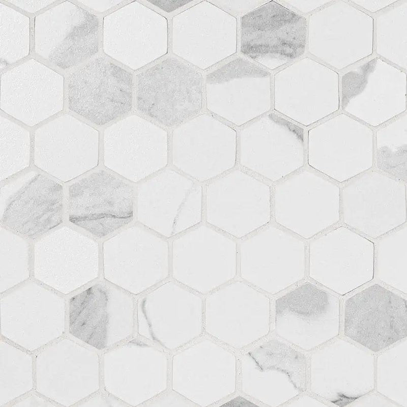 Eden Statuary Matte Marble Look Porcelain Mosaics 2x2 2 close up