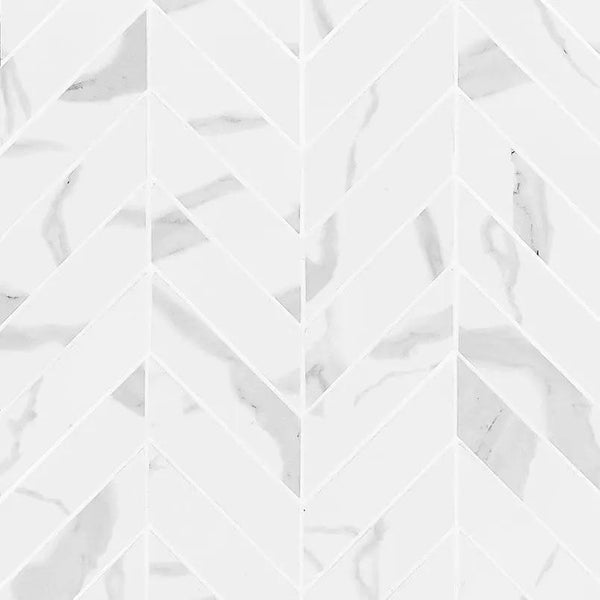 Eden Statuary Matte Chevron Marble Look Porcelain Mosaics 12x15