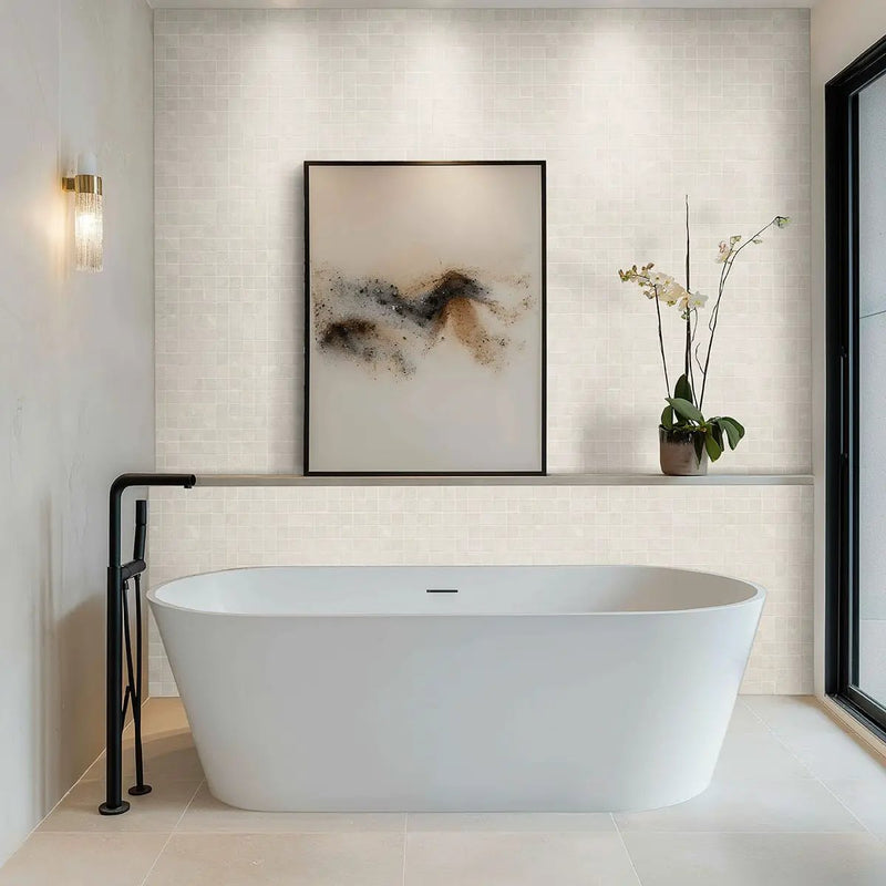 Elbe Alabaster Lappato Porcelain Mosaics 2x2 in a finished room