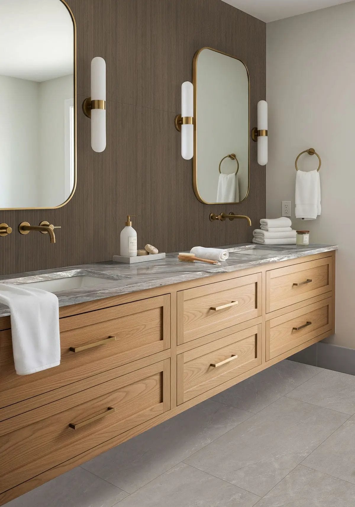 Elbe Ash Lappato Porcelain Tiles 24x48 in a finished room