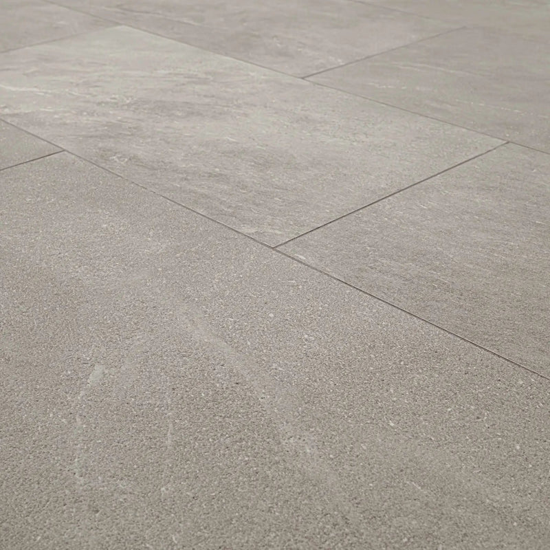 Elbe Ash Lappato Porcelain Tiles 12x24 angled view