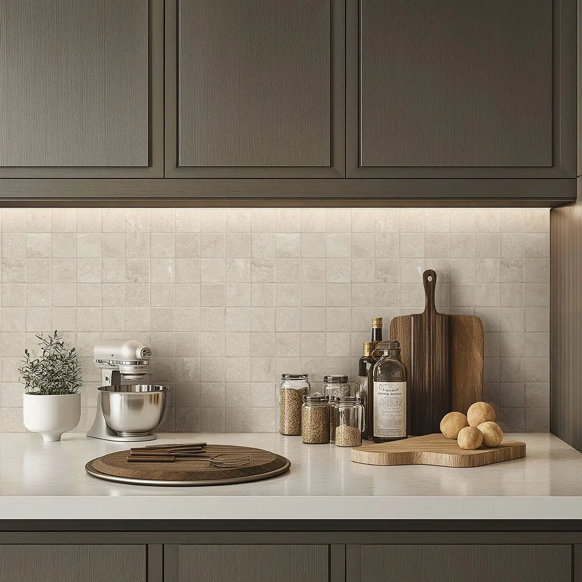 Elbe Sand Lappato Porcelain Mosaics 2x2 in a finished room