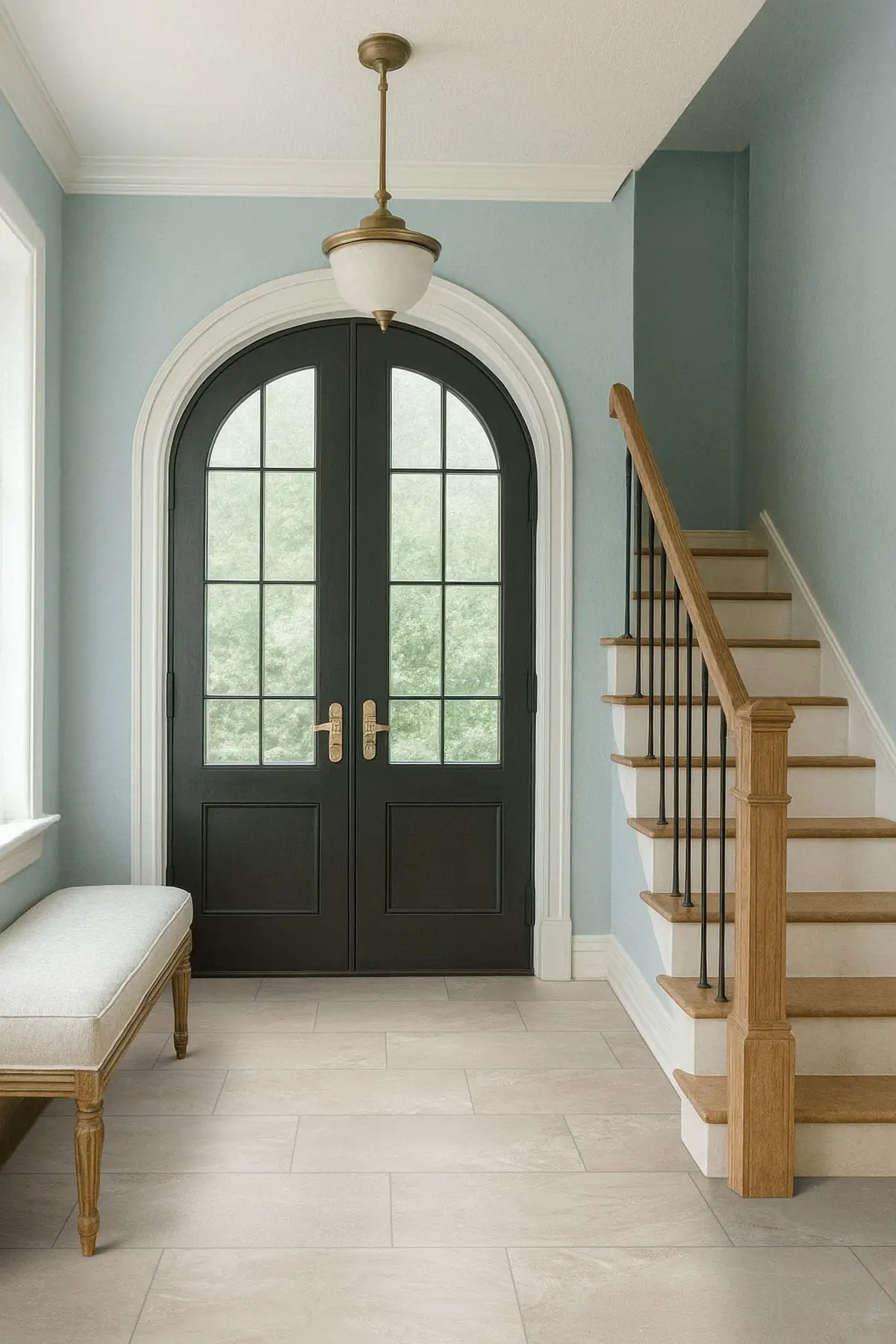 Elbe Sand Lappato Porcelain Tiles 24x48 in a finished room
