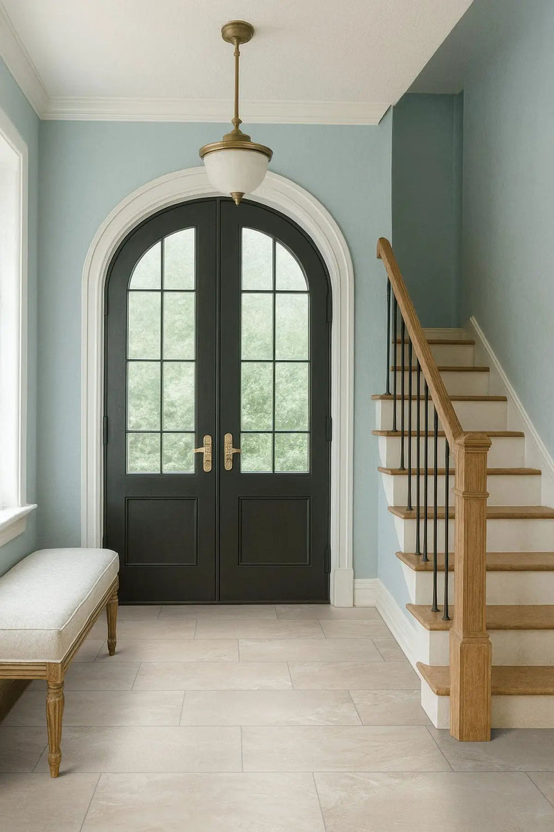 Elbe Sand Lappato Bullnose Porcelain Moldings 3x24 in a finished room