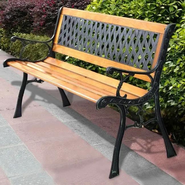 FarmHome Outdoor Patio Park Cast Iron Garden Porch Chair Bench by HomePacific