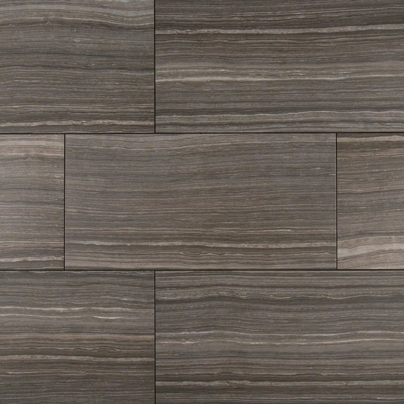 Eramosa Grey Matte Limestone Look Porcelain Tiles 12x24 close up