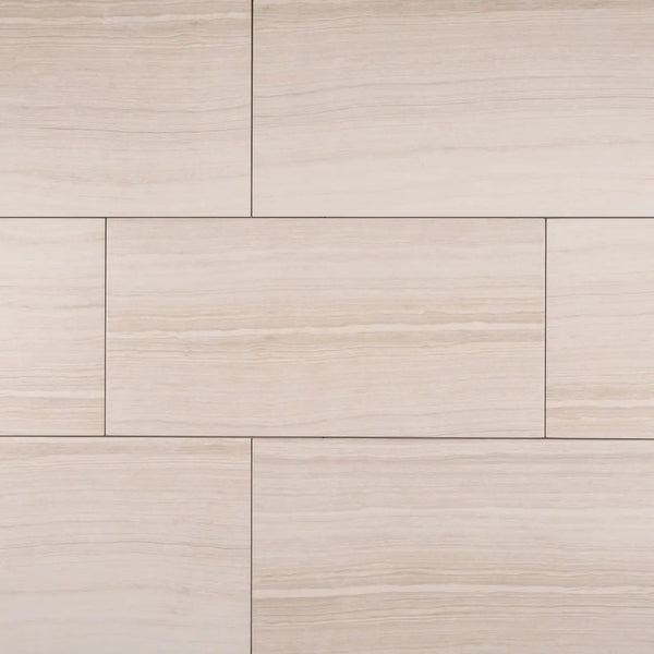 Eramosa White Matte Limestone Look Porcelain Tiles 12x24