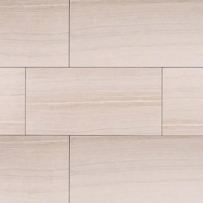 Eramosa White Matte Limestone Look Porcelain Tiles 12x24 close up