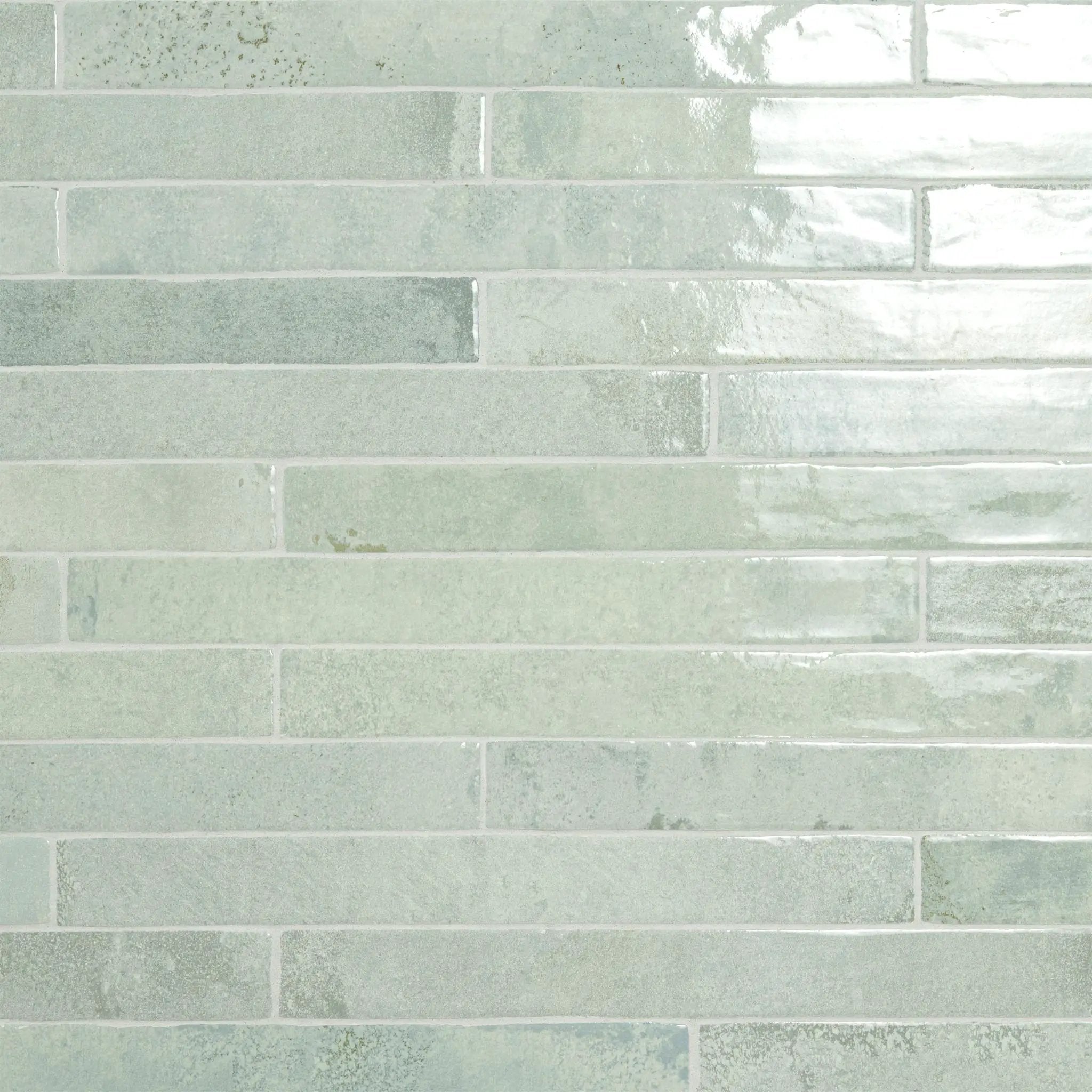 Flamenco Celtic Aqua 2x18 Glossy Porcelain Tiles close up