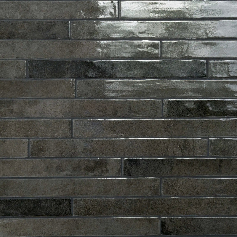 Flamenco Palace Charcoal 2x18 Glossy Porcelain Tiles by MSI Surfaces