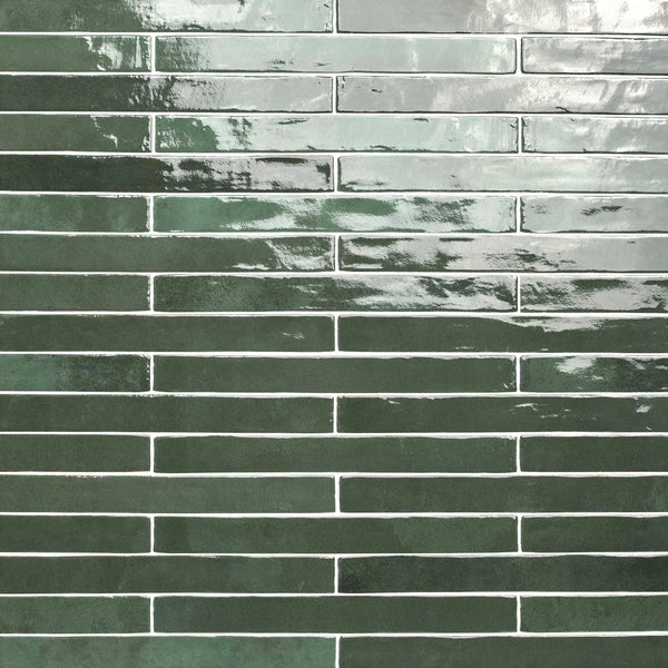 Flamenco Racing Green 2x18 Glossy Porcelain Tiles
