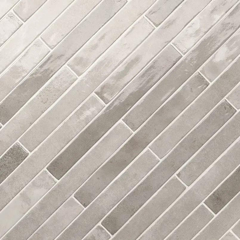 Flamenco Whales Gray 2x18 Glossy Porcelain Tiles angled view