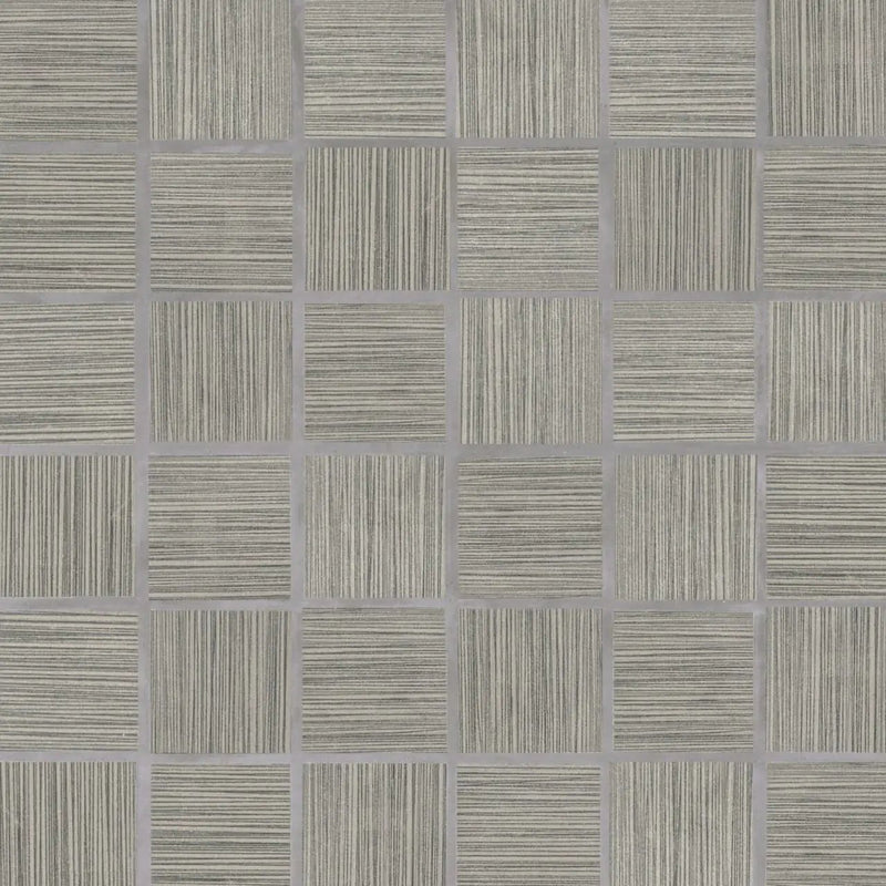 Focus Graphite Matte Fabric Look Porcelain Mosaics 2x2 close up
