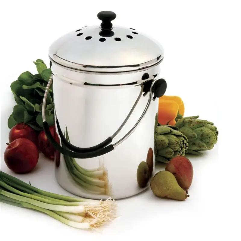 Stainless Steel Kitchen Compost Keeper Bin with Charcoal Filter by HomePacific