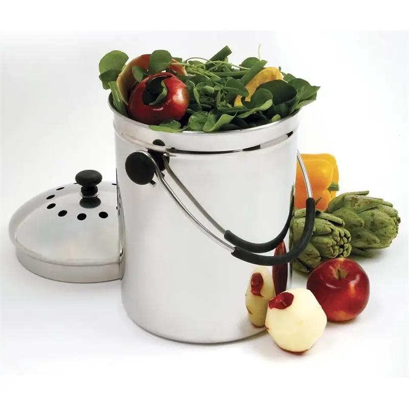 Stainless Steel Kitchen Compost Keeper Bin with Charcoal Filter by HomePacific